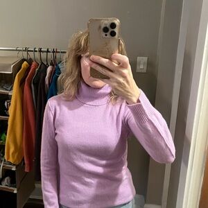 100% Cashmere Lavender Sweater Turtleneck Small